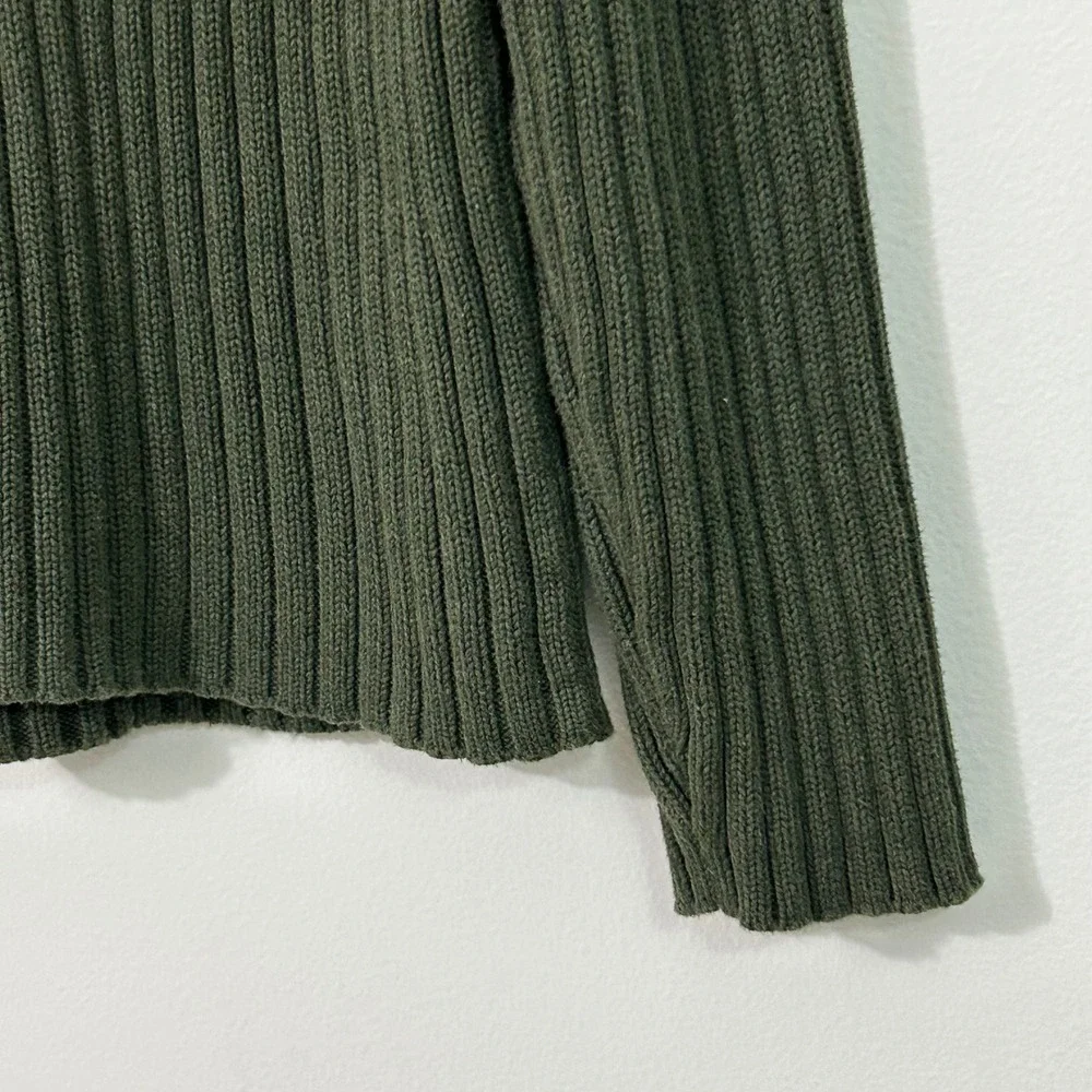 Vintage J. Crew Mens 1/4 Zip Sweater Jumper Rifled Fisherman Green Size‎ Large